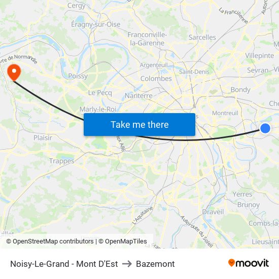 Noisy-Le-Grand - Mont D'Est to Bazemont map