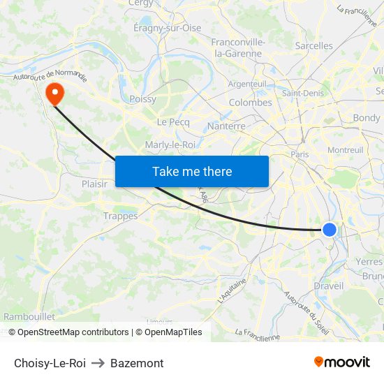 Choisy-Le-Roi to Bazemont map