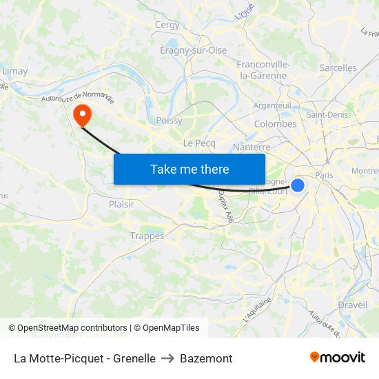 La Motte-Picquet - Grenelle to Bazemont map