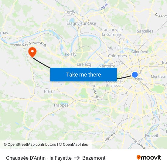Chaussée D'Antin - la Fayette to Bazemont map