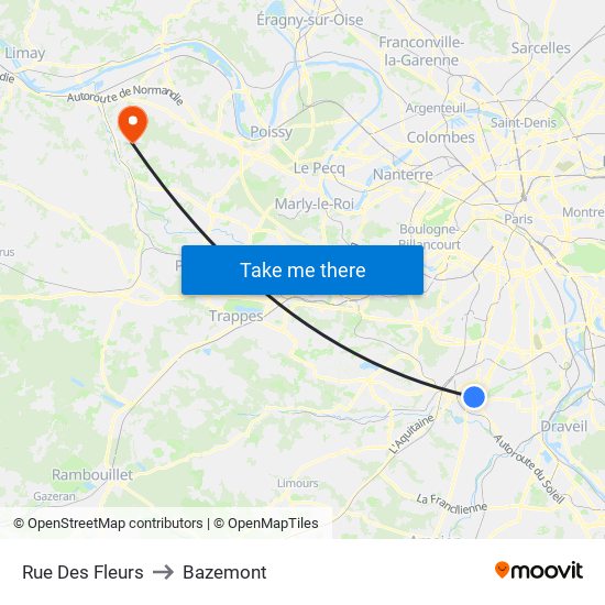 Rue Des Fleurs to Bazemont map