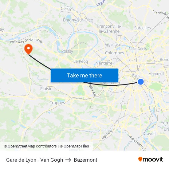 Gare de Lyon - Van Gogh to Bazemont map