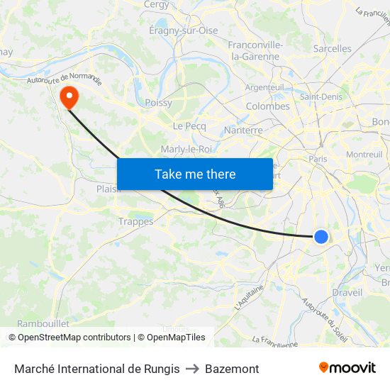 Marché International de Rungis to Bazemont map