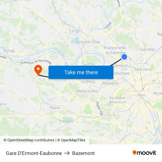 Gare D'Ermont-Eaubonne to Bazemont map