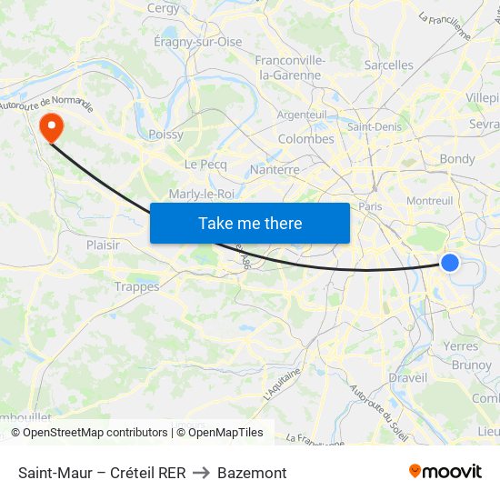 Saint-Maur – Créteil RER to Bazemont map