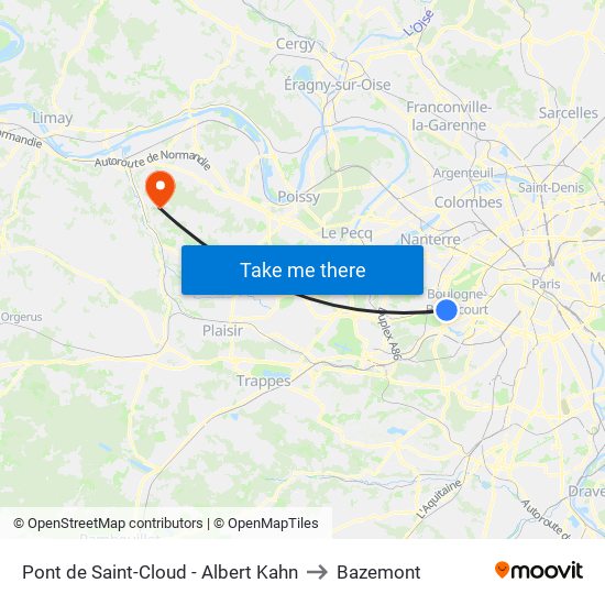 Pont de Saint-Cloud - Albert Kahn to Bazemont map