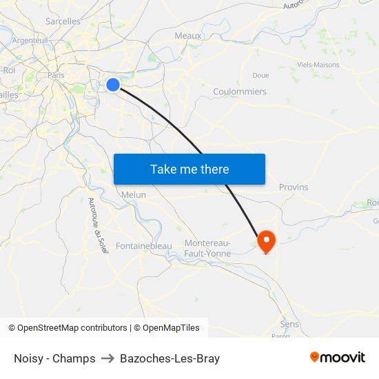 Noisy - Champs to Bazoches-Les-Bray map