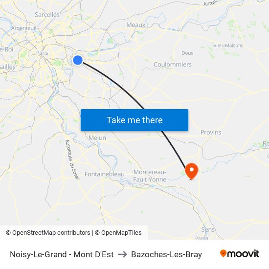 Noisy-Le-Grand - Mont D'Est to Bazoches-Les-Bray map