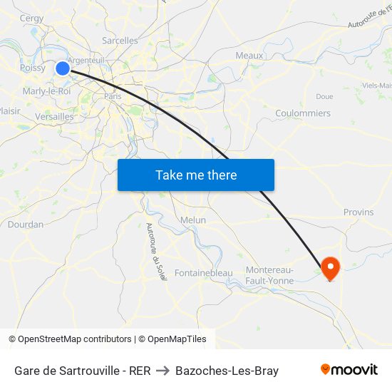 Gare de Sartrouville - RER to Bazoches-Les-Bray map