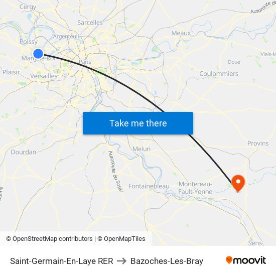 Saint-Germain-En-Laye RER to Bazoches-Les-Bray map