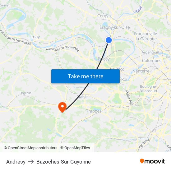 Andresy to Bazoches-Sur-Guyonne map