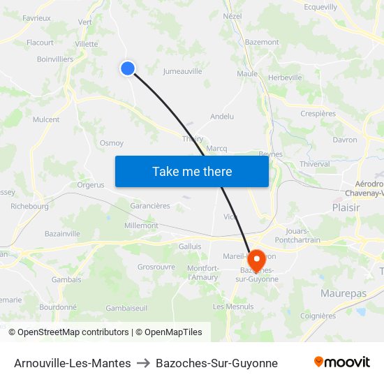 Arnouville-Les-Mantes to Bazoches-Sur-Guyonne map