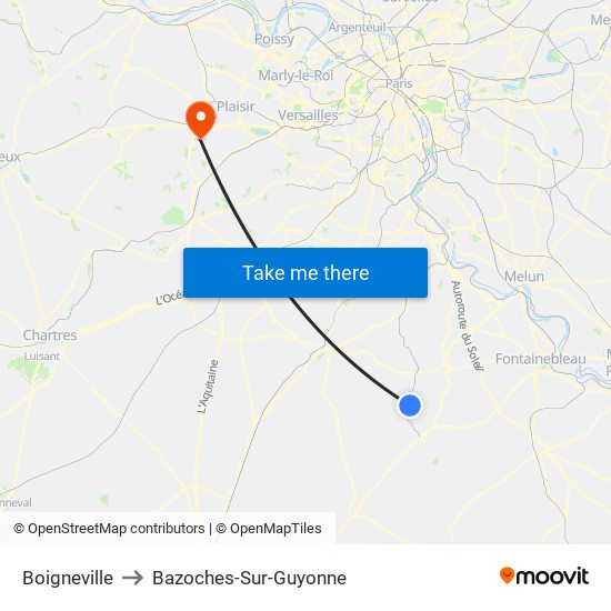 Boigneville to Bazoches-Sur-Guyonne map