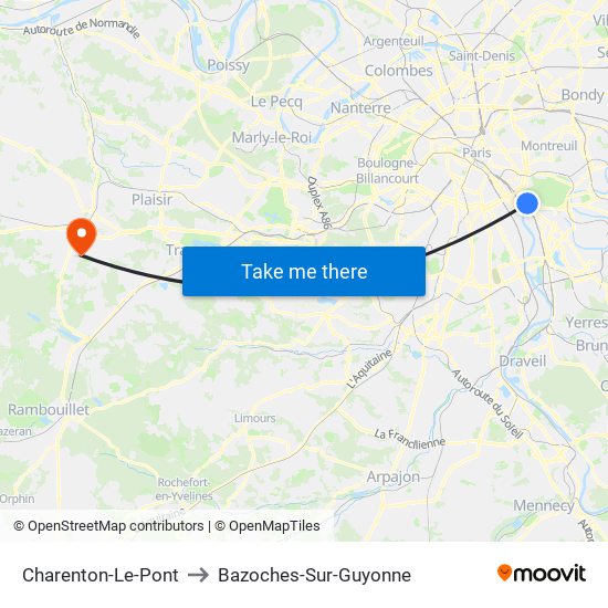 Charenton-Le-Pont to Bazoches-Sur-Guyonne map