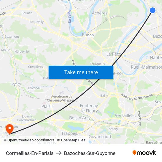Cormeilles-En-Parisis to Bazoches-Sur-Guyonne map