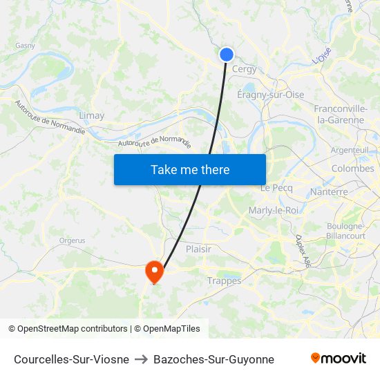 Courcelles-Sur-Viosne to Bazoches-Sur-Guyonne map