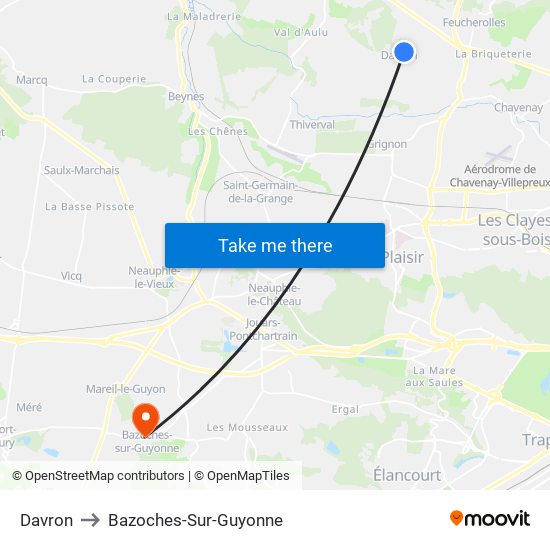 Davron to Bazoches-Sur-Guyonne map