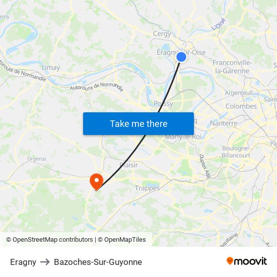 Eragny to Bazoches-Sur-Guyonne map