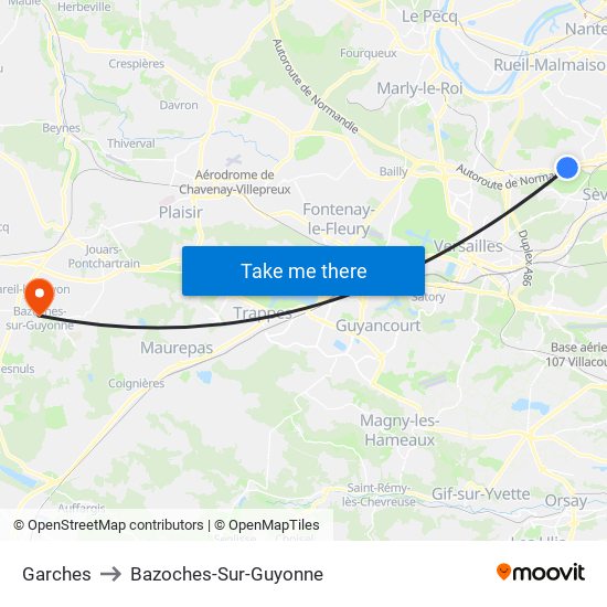 Garches to Bazoches-Sur-Guyonne map