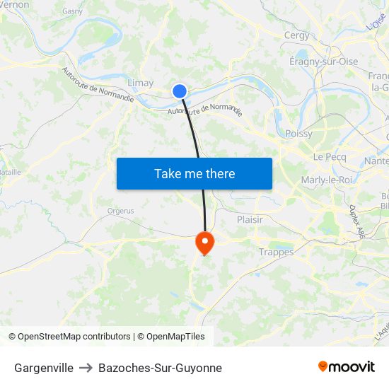 Gargenville to Bazoches-Sur-Guyonne map
