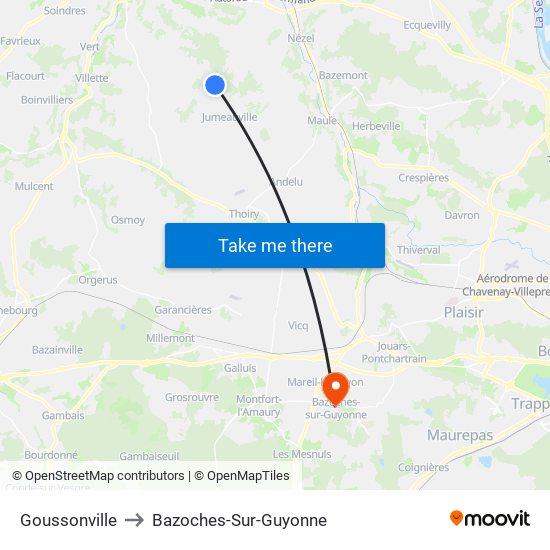 Goussonville to Bazoches-Sur-Guyonne map