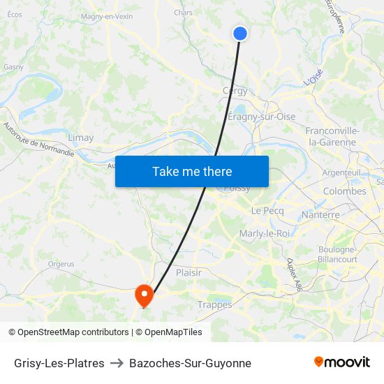 Grisy-Les-Platres to Bazoches-Sur-Guyonne map