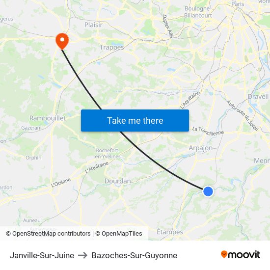 Janville-Sur-Juine to Bazoches-Sur-Guyonne map
