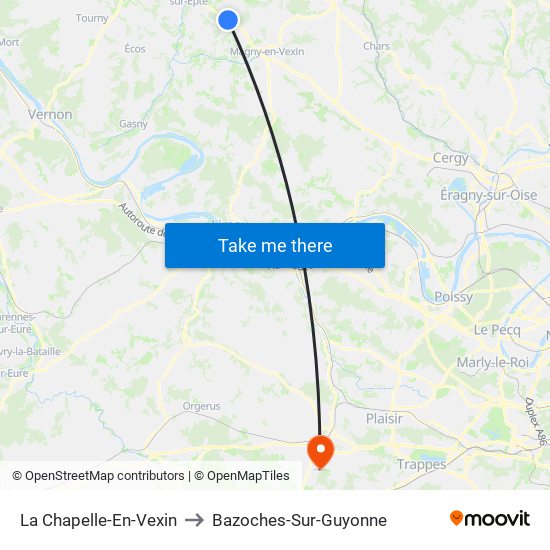 La Chapelle-En-Vexin to Bazoches-Sur-Guyonne map