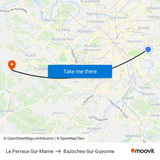 Le Perreux-Sur-Marne to Bazoches-Sur-Guyonne map