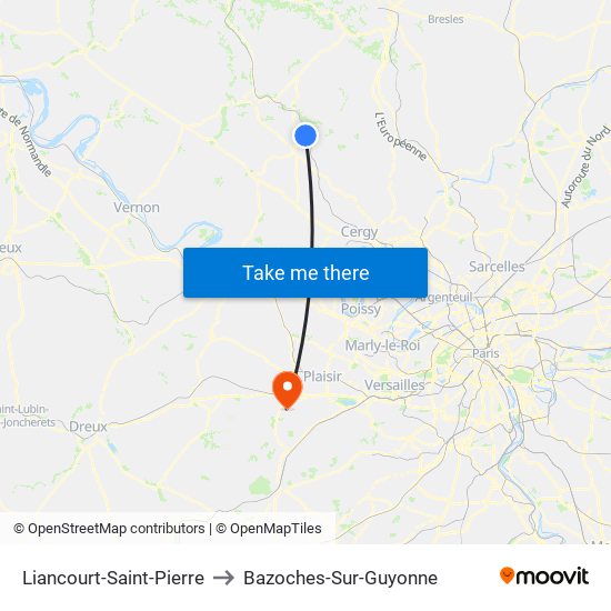 Liancourt-Saint-Pierre to Bazoches-Sur-Guyonne map