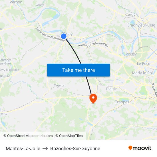 Mantes-La-Jolie to Bazoches-Sur-Guyonne map