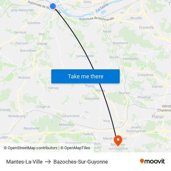 Mantes-La-Ville to Bazoches-Sur-Guyonne map
