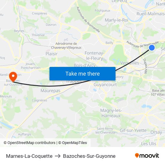 Marnes-La-Coquette to Bazoches-Sur-Guyonne map