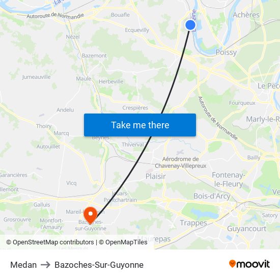 Medan to Bazoches-Sur-Guyonne map