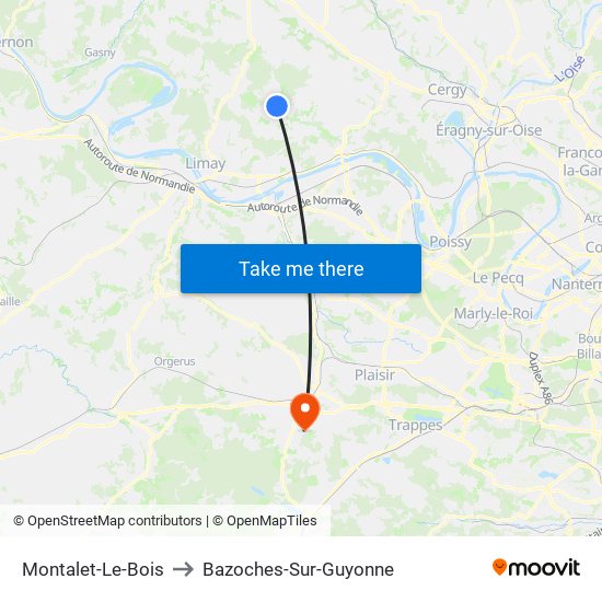 Montalet-Le-Bois to Bazoches-Sur-Guyonne map