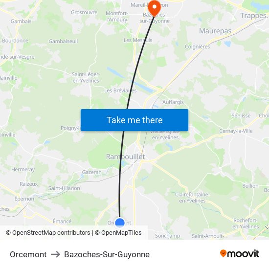 Orcemont to Bazoches-Sur-Guyonne map