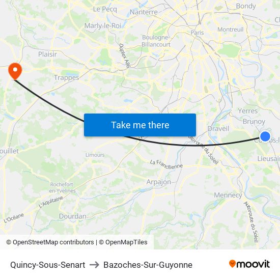 Quincy-Sous-Senart to Bazoches-Sur-Guyonne map