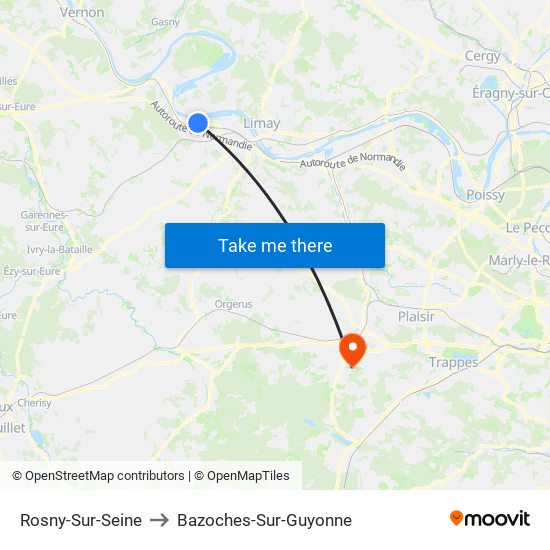 Rosny-Sur-Seine to Bazoches-Sur-Guyonne map