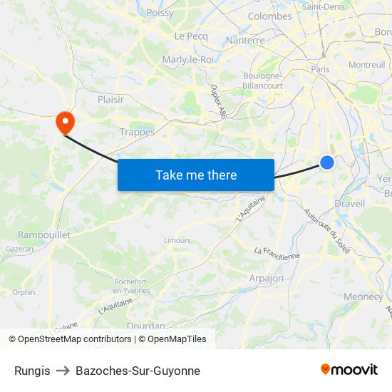 Rungis to Bazoches-Sur-Guyonne map