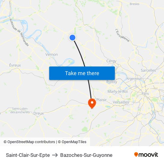 Saint-Clair-Sur-Epte to Bazoches-Sur-Guyonne map