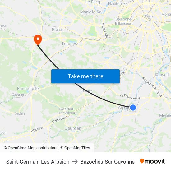Saint-Germain-Les-Arpajon to Bazoches-Sur-Guyonne map