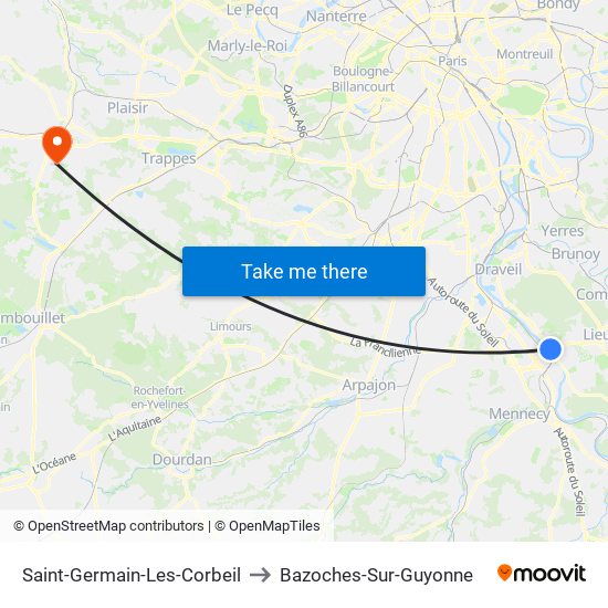 Saint-Germain-Les-Corbeil to Bazoches-Sur-Guyonne map