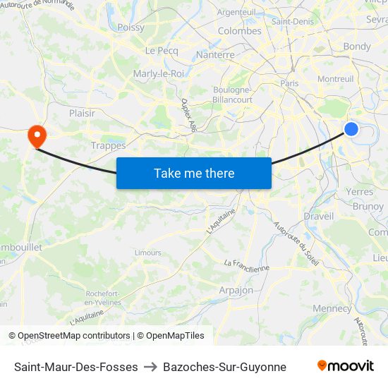 Saint-Maur-Des-Fosses to Bazoches-Sur-Guyonne map