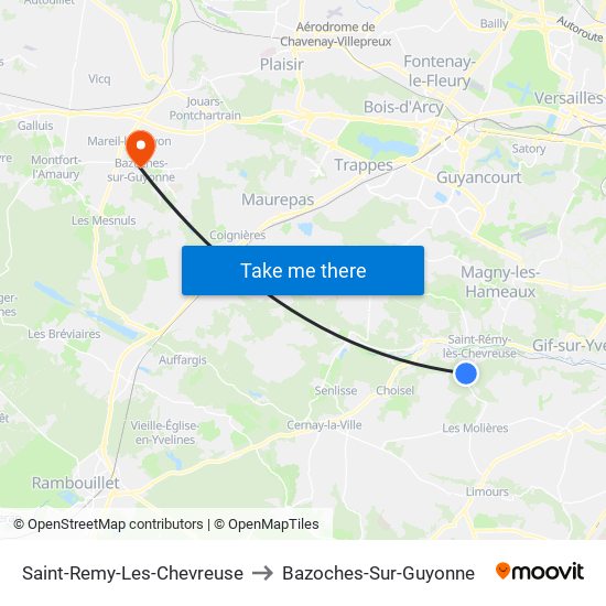 Saint-Remy-Les-Chevreuse to Bazoches-Sur-Guyonne map