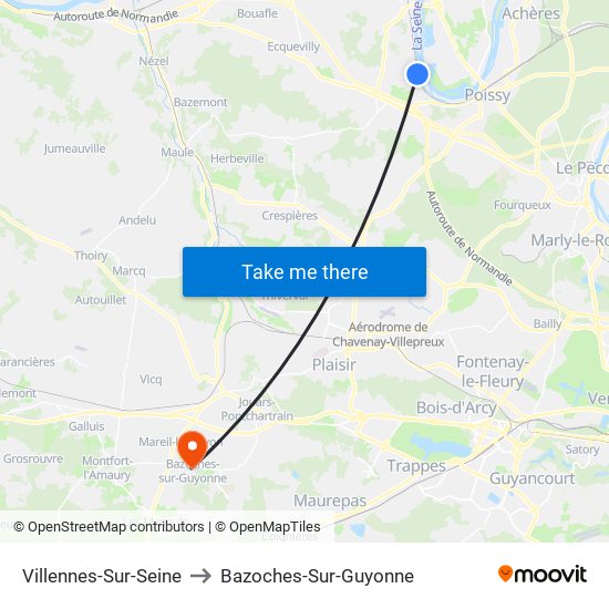 Villennes-Sur-Seine to Bazoches-Sur-Guyonne map