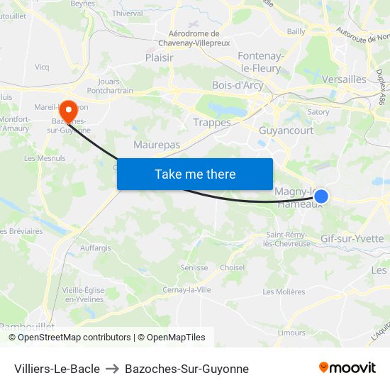 Villiers-Le-Bacle to Bazoches-Sur-Guyonne map