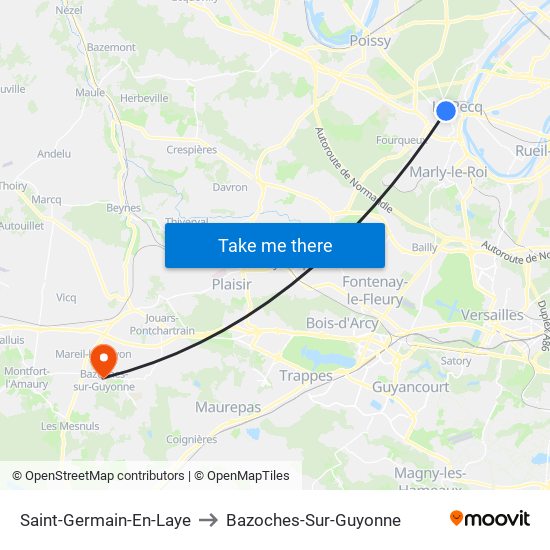 Saint-Germain-En-Laye to Bazoches-Sur-Guyonne map