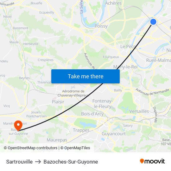 Sartrouville to Bazoches-Sur-Guyonne map