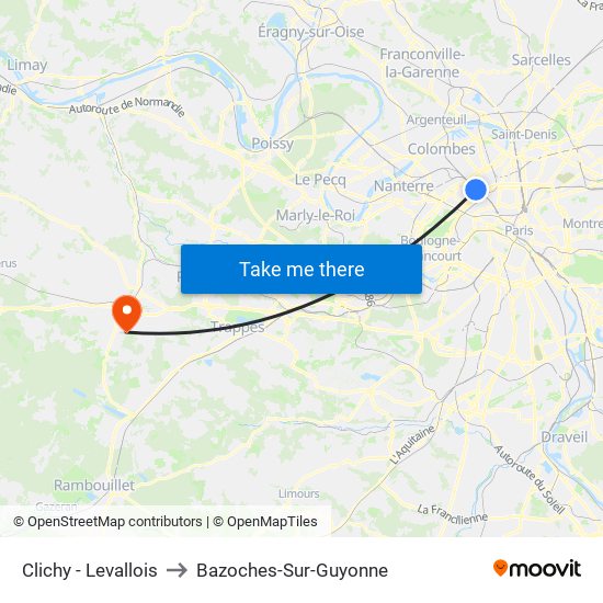 Clichy - Levallois to Bazoches-Sur-Guyonne map
