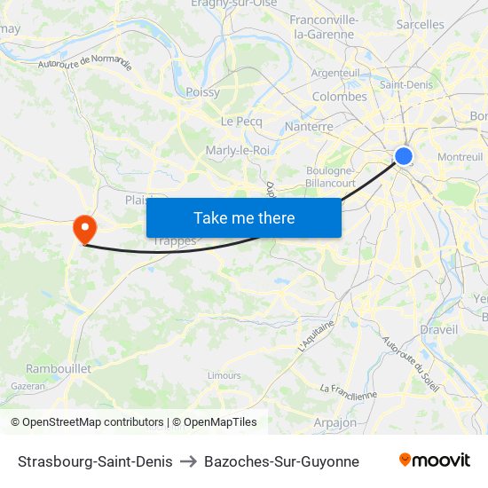 Strasbourg-Saint-Denis to Bazoches-Sur-Guyonne map